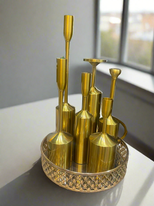 Set of 6 Brass Candle Stands By Classy Creations