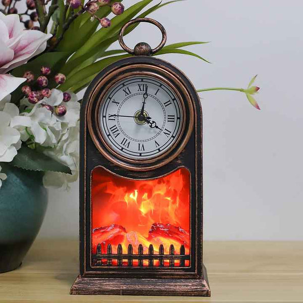 Fireplace Light Firewood Lamp & Clock