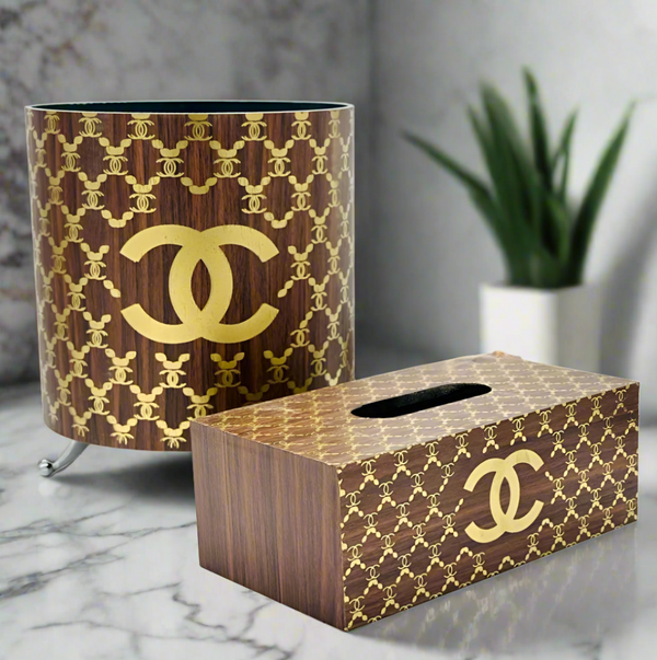 Gucci & LV Style Dust Bin & Tissue Box