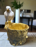 Resin White Parrot with Golden Base