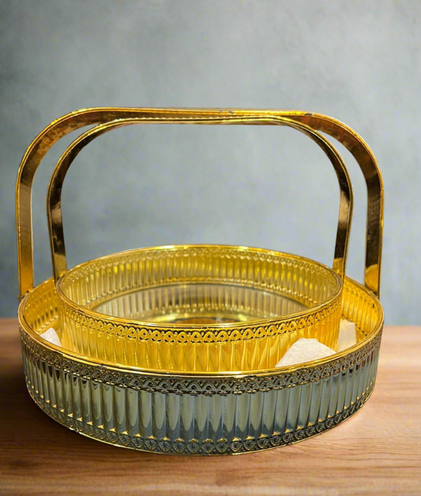 Royal Gold Plated Tray Basket Pair