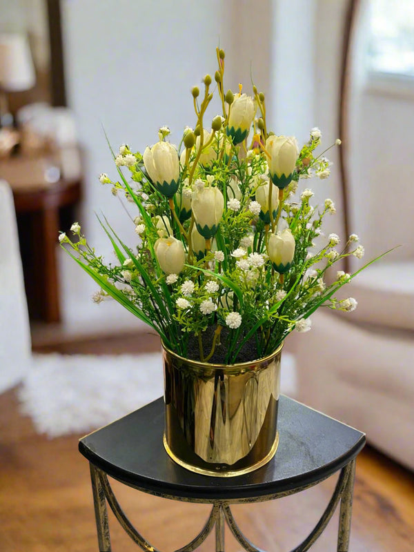 Metal Pod with Flowers