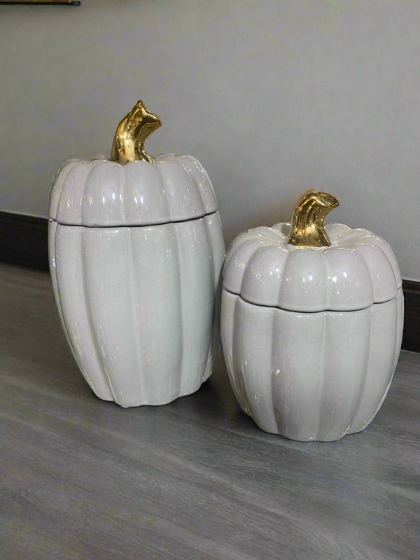 Luxury Pumpkin Ceramic Jars Pair