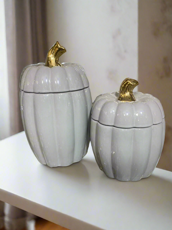 Luxury Pumpkin Ceramic Jars Pair