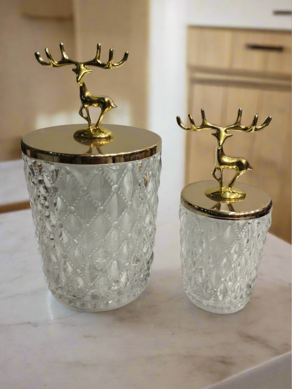 Deer Lid Jars Pair