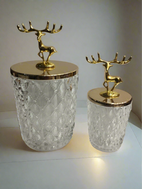 Deer Lid Jars Pair