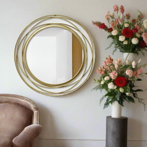 Round Framed Gold Wall Mirror