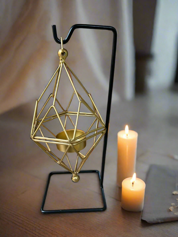 Alpha Vivant Gold Geometric Hanging Candle Holder