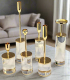 6 Pieces Luxurious Crystal And Metal Candle Holders Set