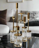 6 Pieces Luxurious Crystal And Metal Candle Holders Set