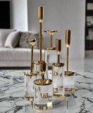 6 Pieces Luxurious Crystal And Metal Candle Holders Set