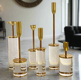 6 Pieces Luxurious Crystal And Metal Candle Holders Set