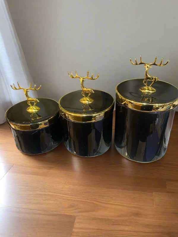 Deer Lid Jars Set of 3