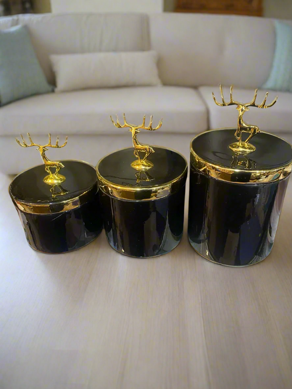 Deer Lid Jars Set of 3