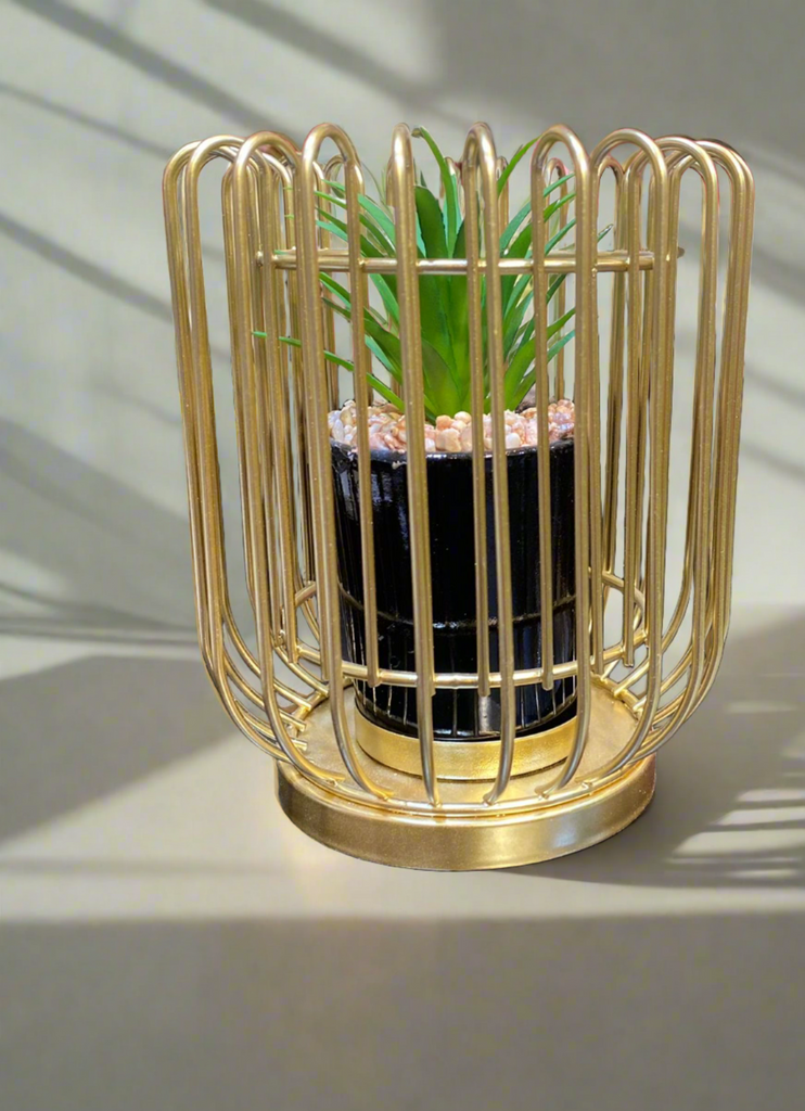 Metal Cage With Artificial Flower