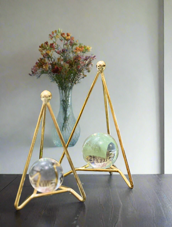 Triangle Gold Stand with Crystal Ball