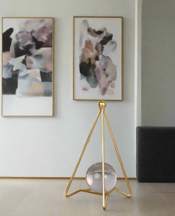 Triangle Gold Stand with Crystal Ball