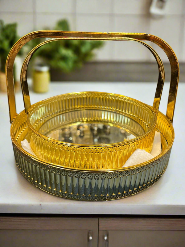 Royal Gold Plated Tray Basket Pair